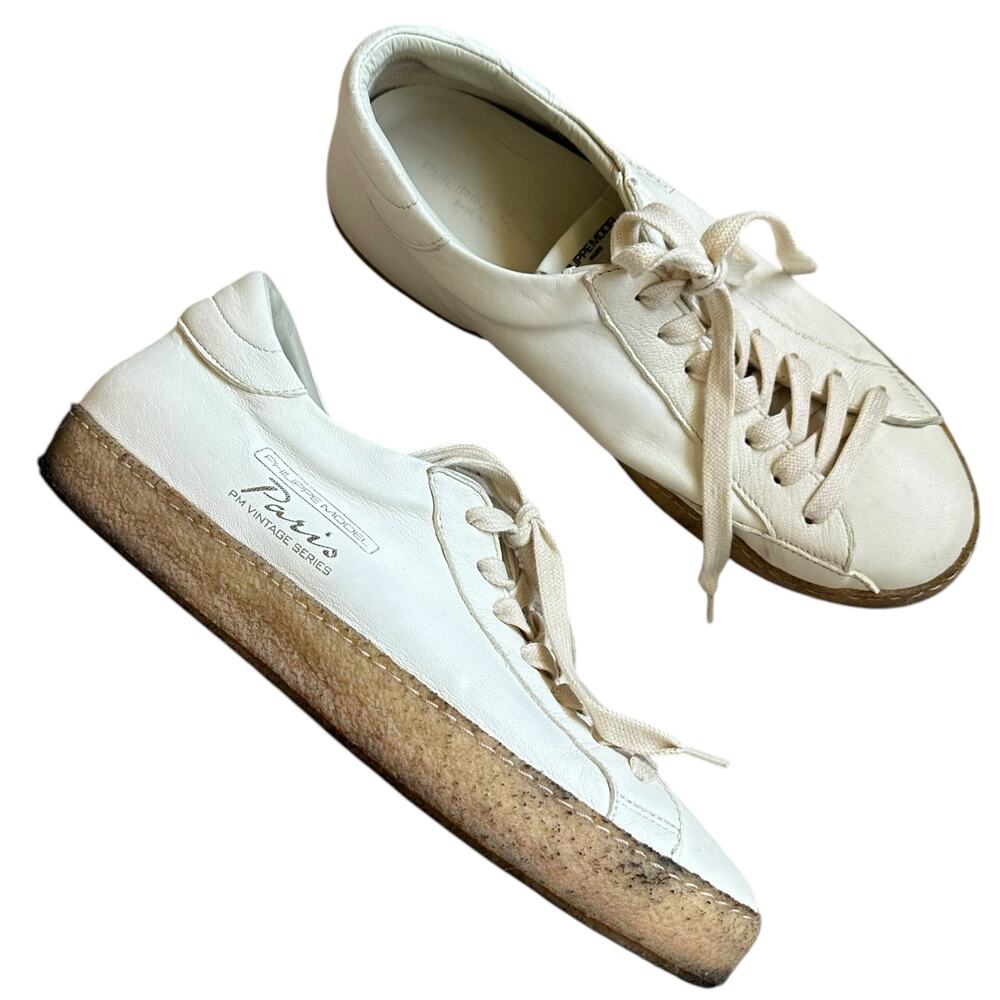 PHILIPPE MODEL Paris Cream White Gum Lace‎ Up Sneakers Low Top Size 41 Trainers